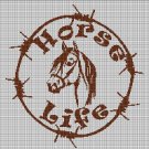 Horse life silhouette cross stitch pattern in pdf