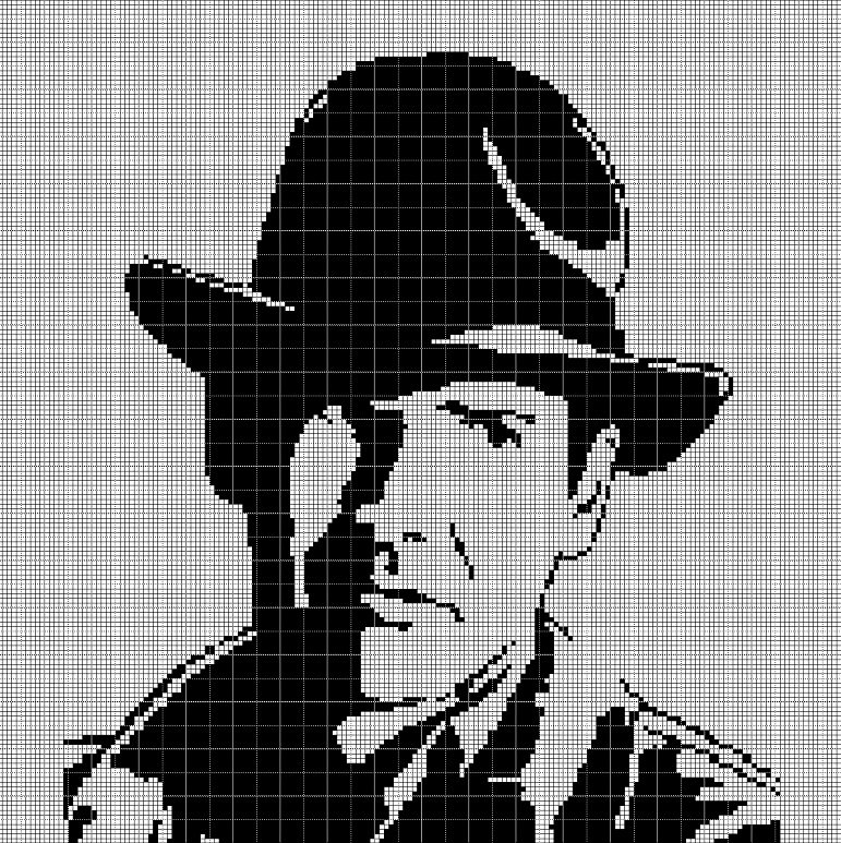 Indiana Jones silhouette cross stitch pattern in pdf