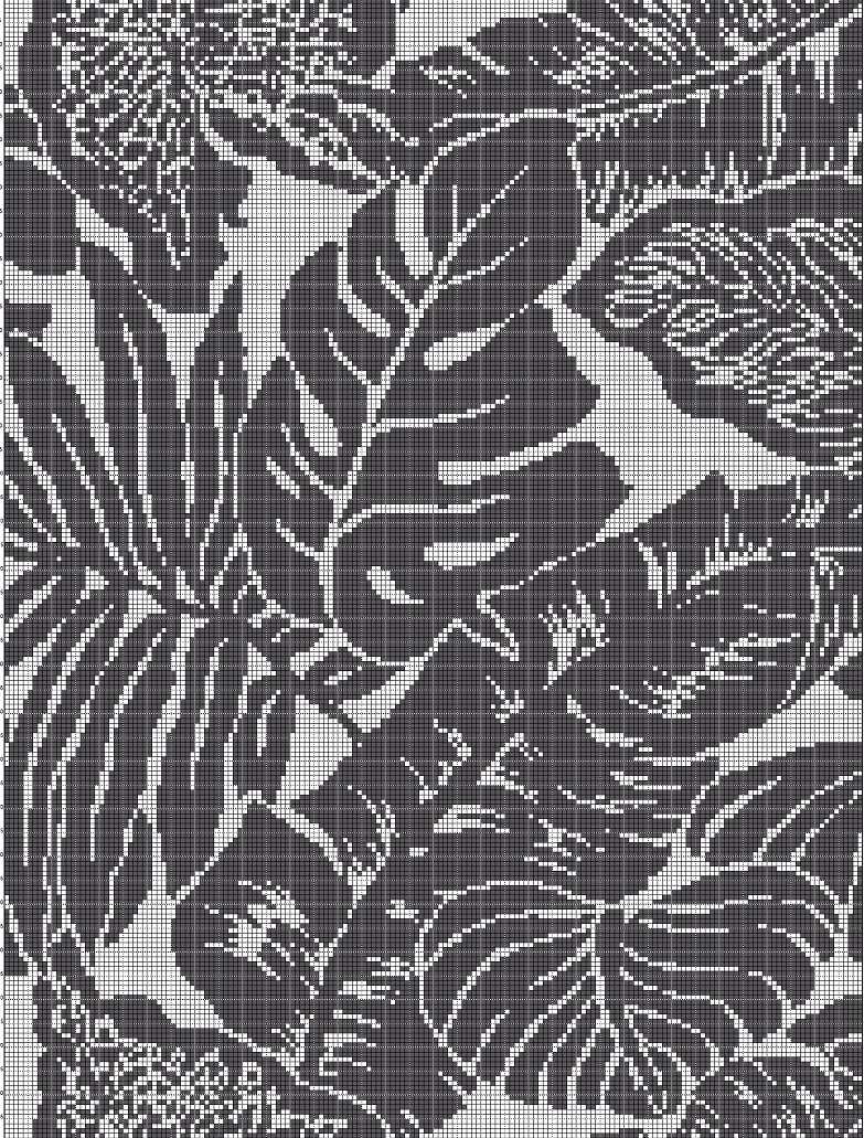 Leaves silhouette cross stitch pattern in pdf