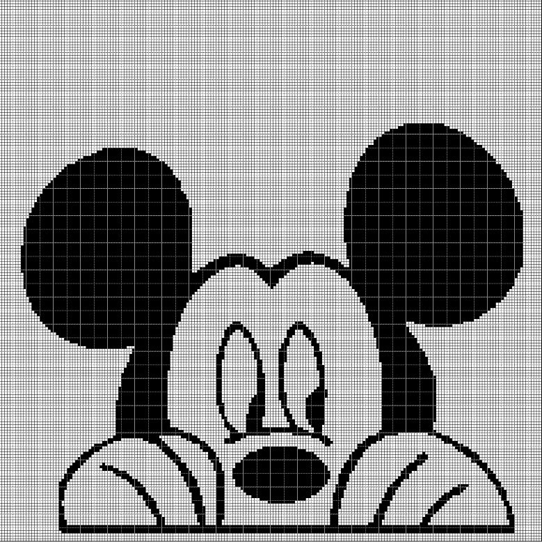 Mickey Mouse head 2 silhouette cross stitch pattern in pdf