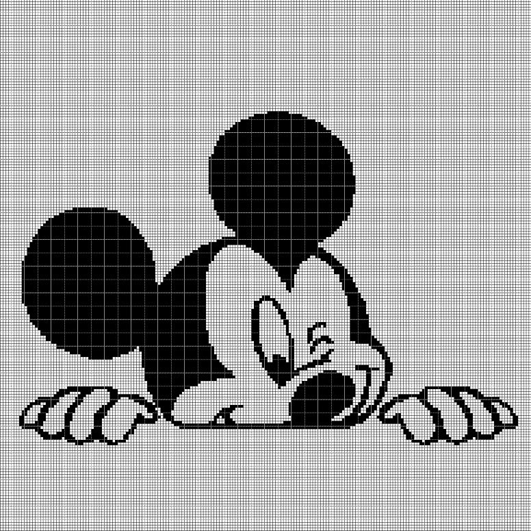 Mickey Mouse head 3 silhouette cross stitch pattern in pdf