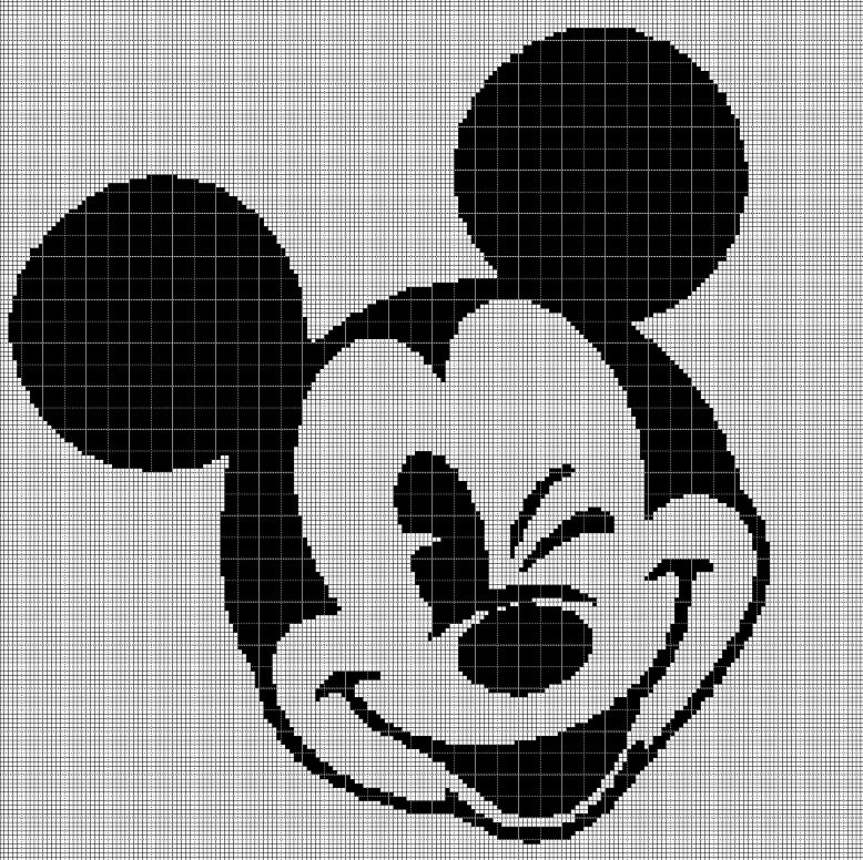 Mickey Mouse head 4 silhouette cross stitch pattern in pdf