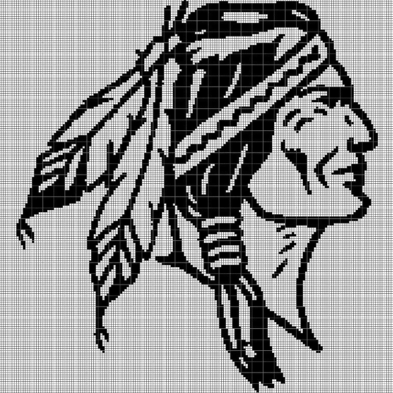 Native American head silhouette cross stitch pattern in pdf