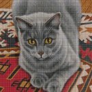 Cat on the carpet DMC cross stitch pattern in pdf DMC