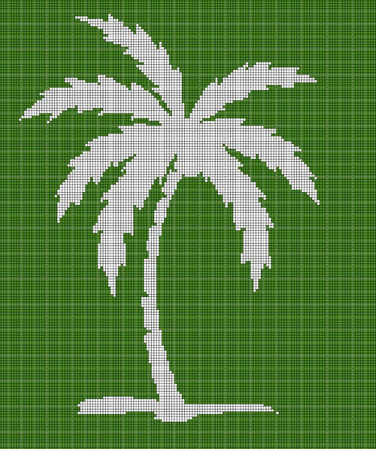 Palm tree silhouette cross stitch pattern in pdf