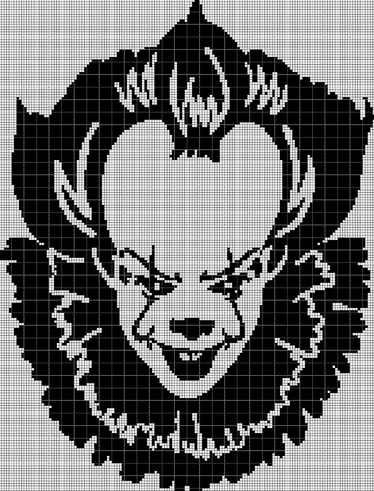 Pennywise silhouette cross stitch pattern in pdf