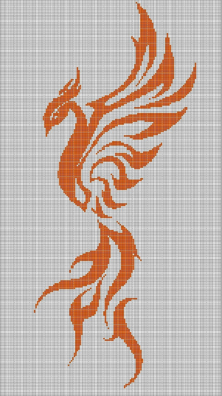 Phoenix 5 silhouette cross stitch pattern in pdf