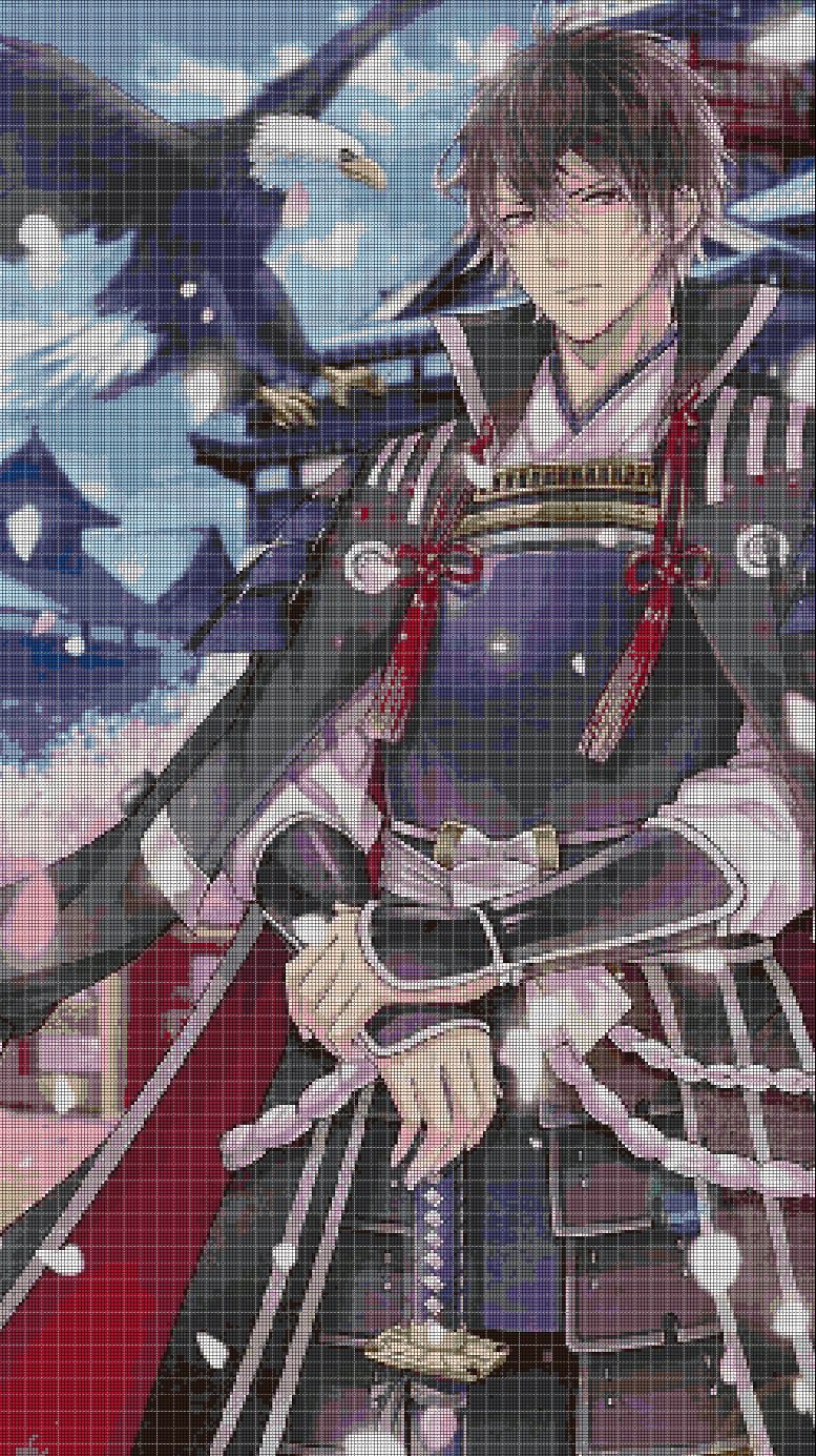 Anime warrior DMC cross stitch pattern in pdf DMC