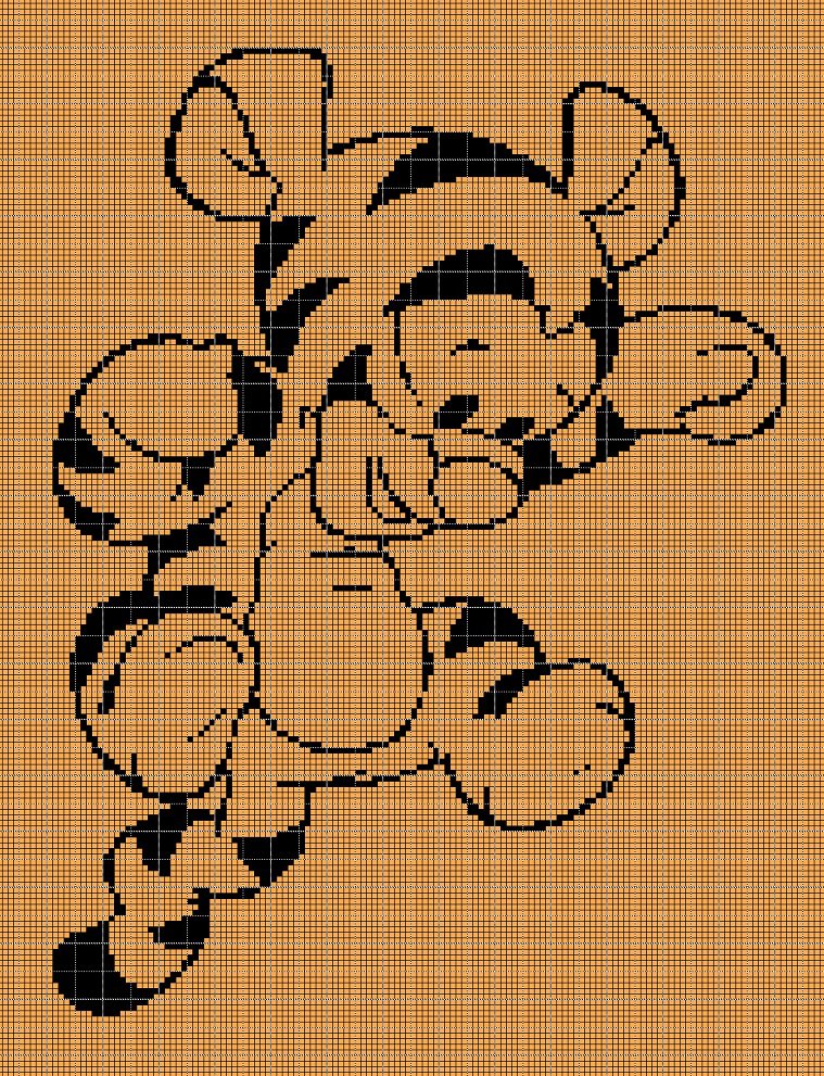 Baby Tiger silhouette cross stitch pattern in pdf