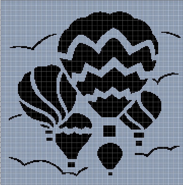 Ballons silhouette cross stitch pattern in pdf