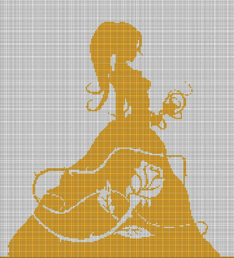 Belle silhouette cross stitch pattern in pdf