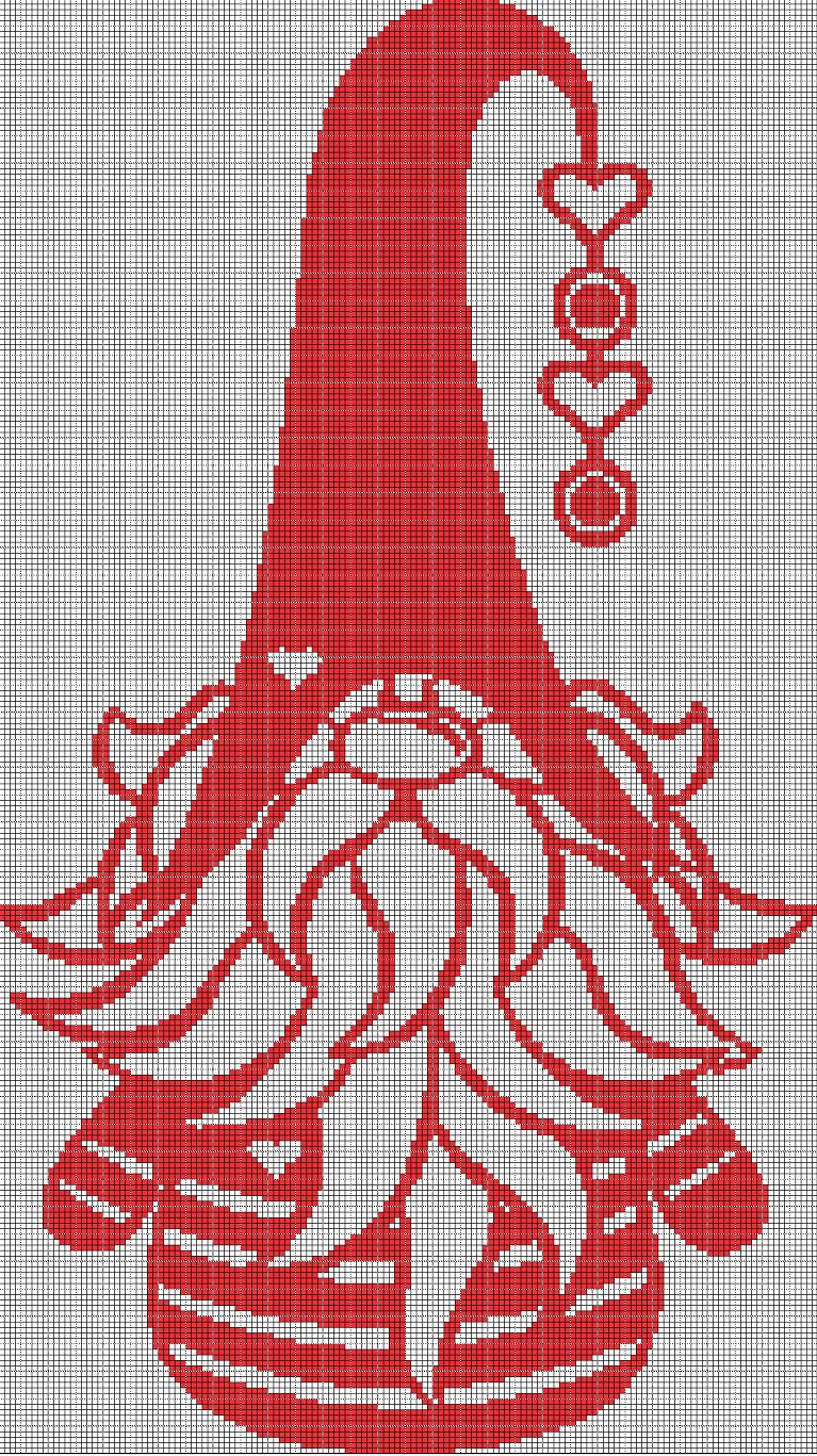 Christmas gnome 2 silhouette cross stitch pattern in pdf