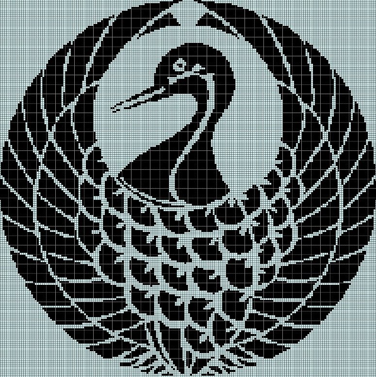 Crane silhouette cross stitch pattern in pdf
