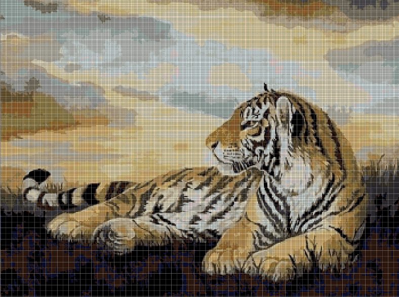 Tiger DMC cross stitch pattern in pdf DMC