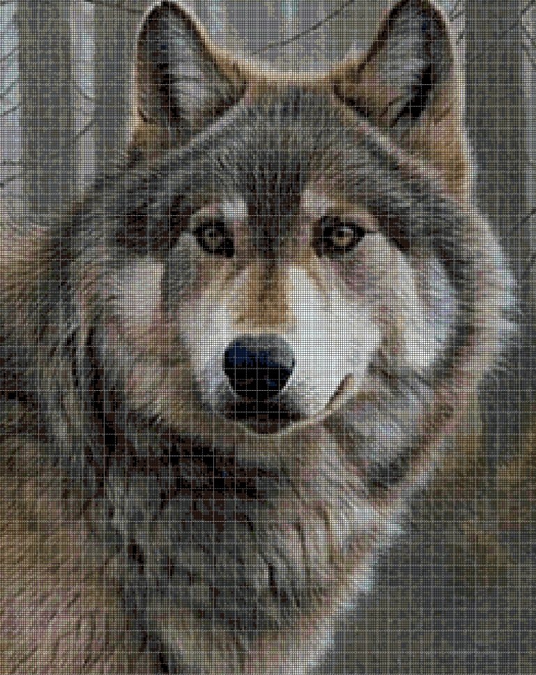 Wolf head DMC cross stitch pattern in pdf DMC