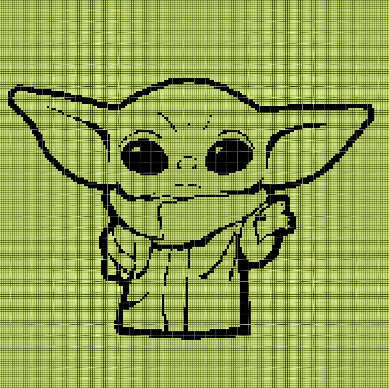 Baby Yoda 2 silhouette cross stitch pattern in pdf