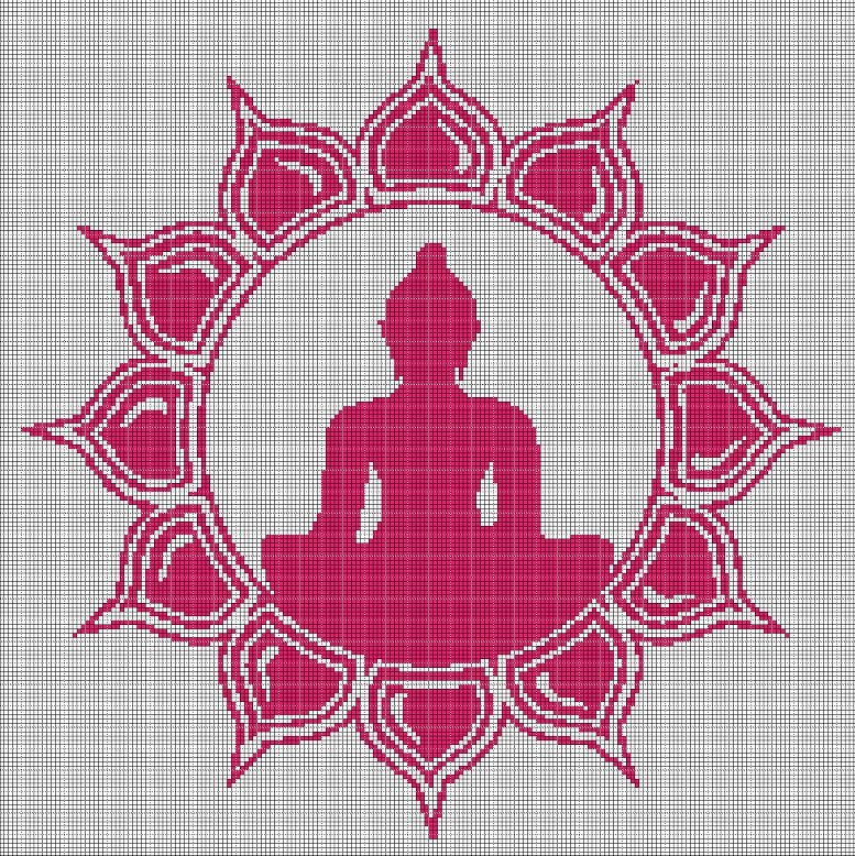 Buddha 2 silhouette cross stitch pattern in pdf