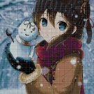 Anime girl and snowman DMC cross stitch pattern in pdf DMC