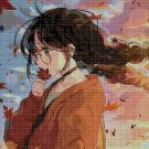 Anime girl in autumn DMC cross stitch pattern in pdf DMC