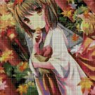 Anime girl in autumn 2 DMC cross stitch pattern in pdf DMC