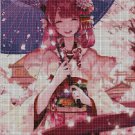 Anime girl with purple umbrella DMC cross stitch pattern in pdf DMC