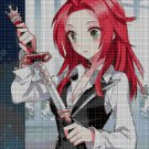 Anime girl with sword DMC cross stitch pattern in pdf DMC