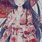 Anime girl with umbrella DMC cross stitch pattern in pdf DMC