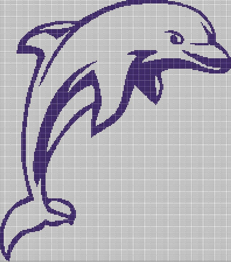 Dolphin silhouette cross stitch pattern in pdf