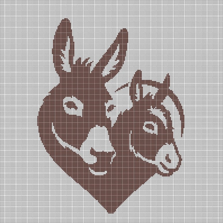 Donkeys silhouette cross stitch pattern in pdf