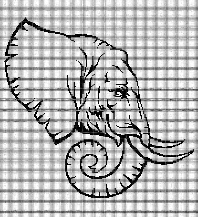 Elephant head silhouette cross stitch pattern in pdf