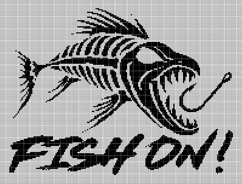 Fish on 2 silhouette cross stitch pattern in pdf
