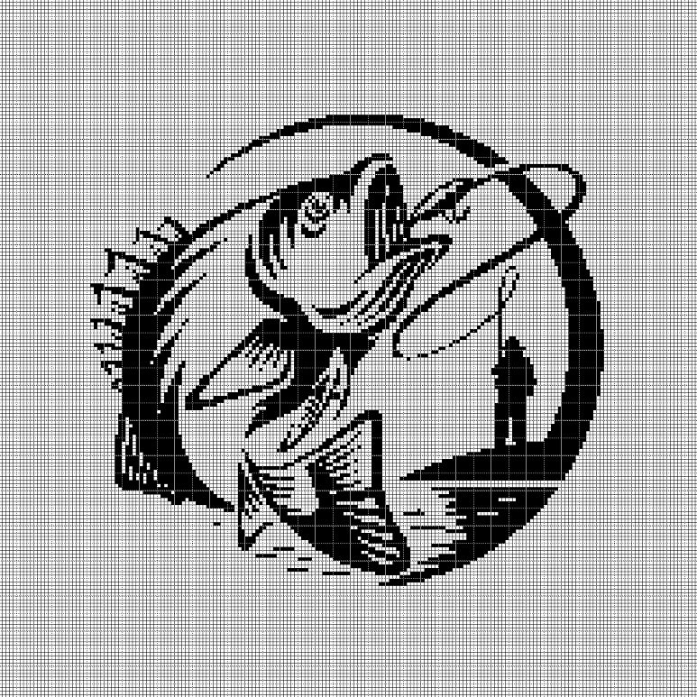 Fishing silhouette cross stitch pattern in pdf