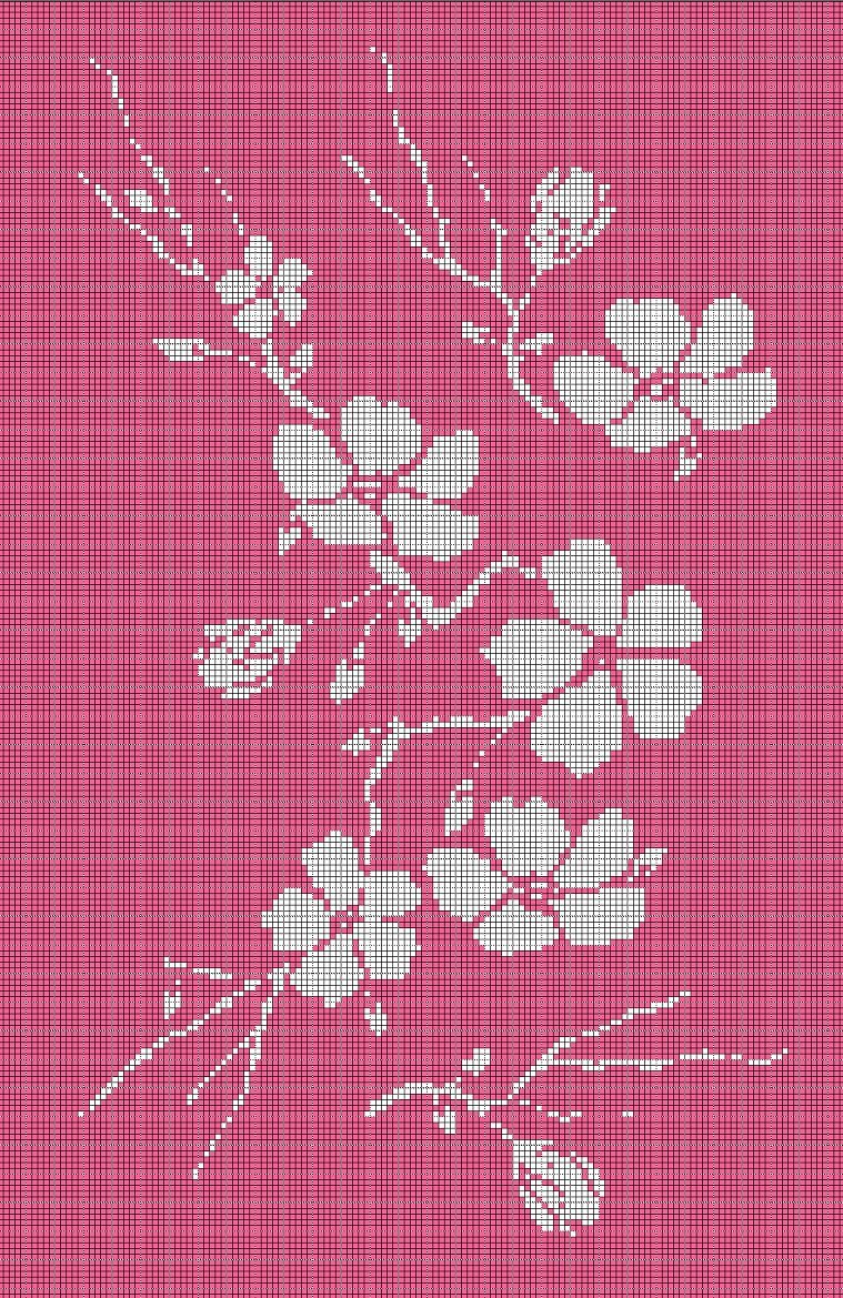 Flowers silhouette cross stitch pattern in pdf