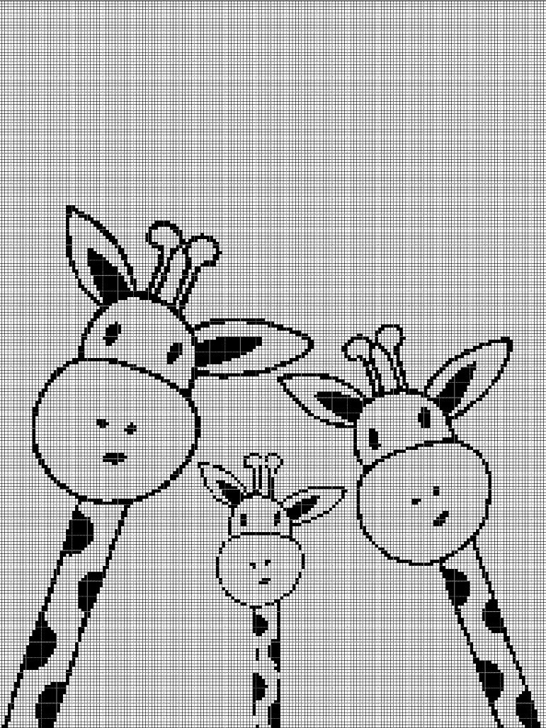 Giraffe family silhouette cross stitch pattern in pdf