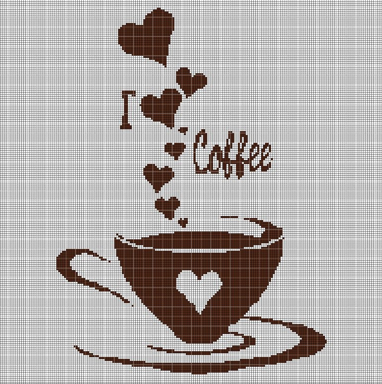 I love coffee silhouette cross stitch pattern in pdf