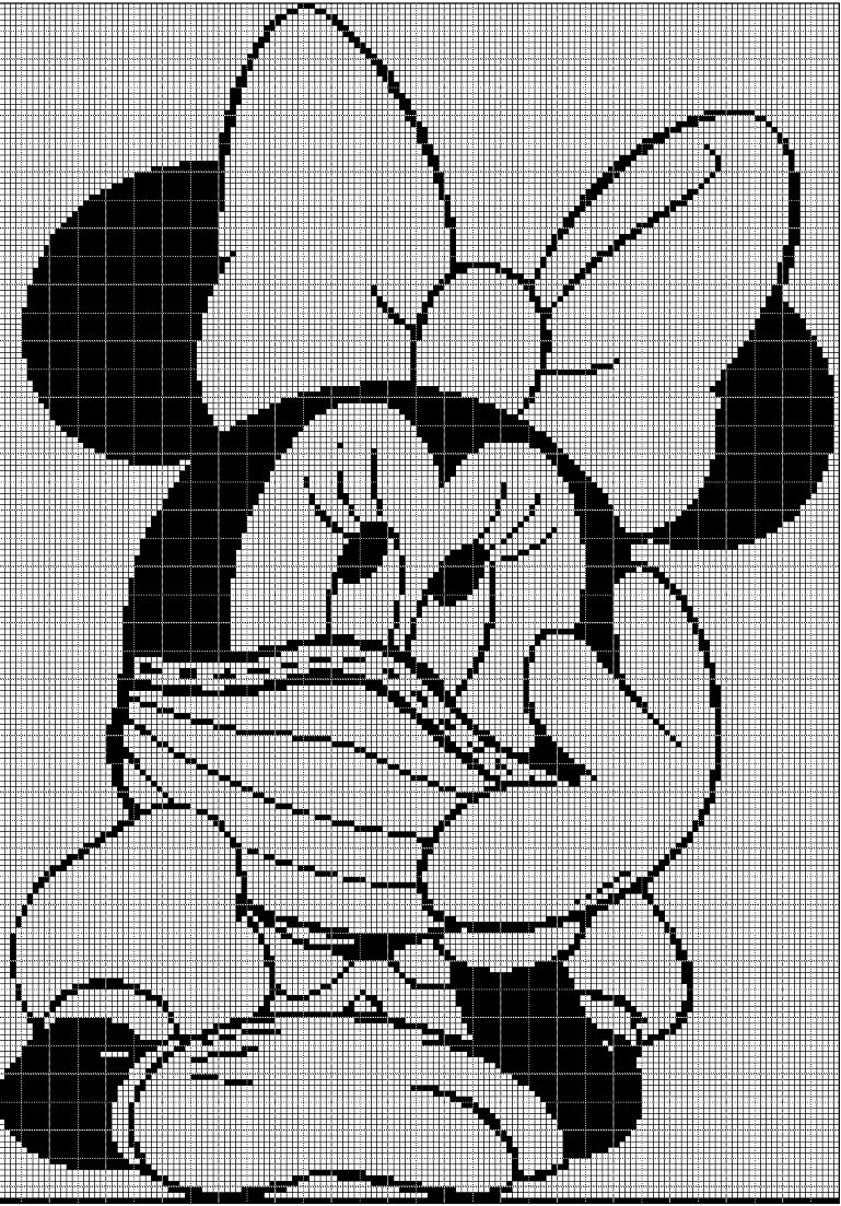 Minnie Mouse in mask silhouette cross stitch pattern in pdf