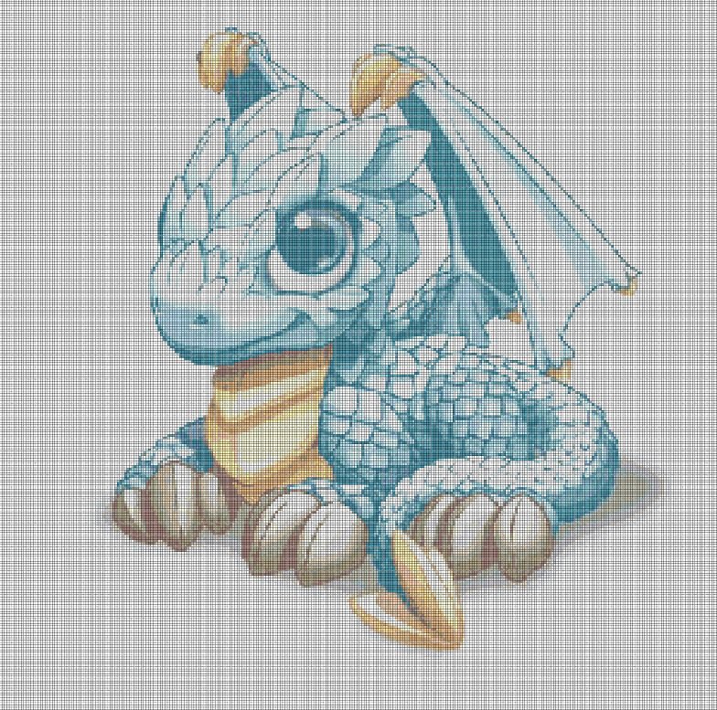 Little blue dragon 2 DMC cross stitch pattern in pdf DMC