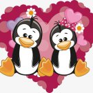 Love penguins DMC cross stitch pattern in pdf DMC