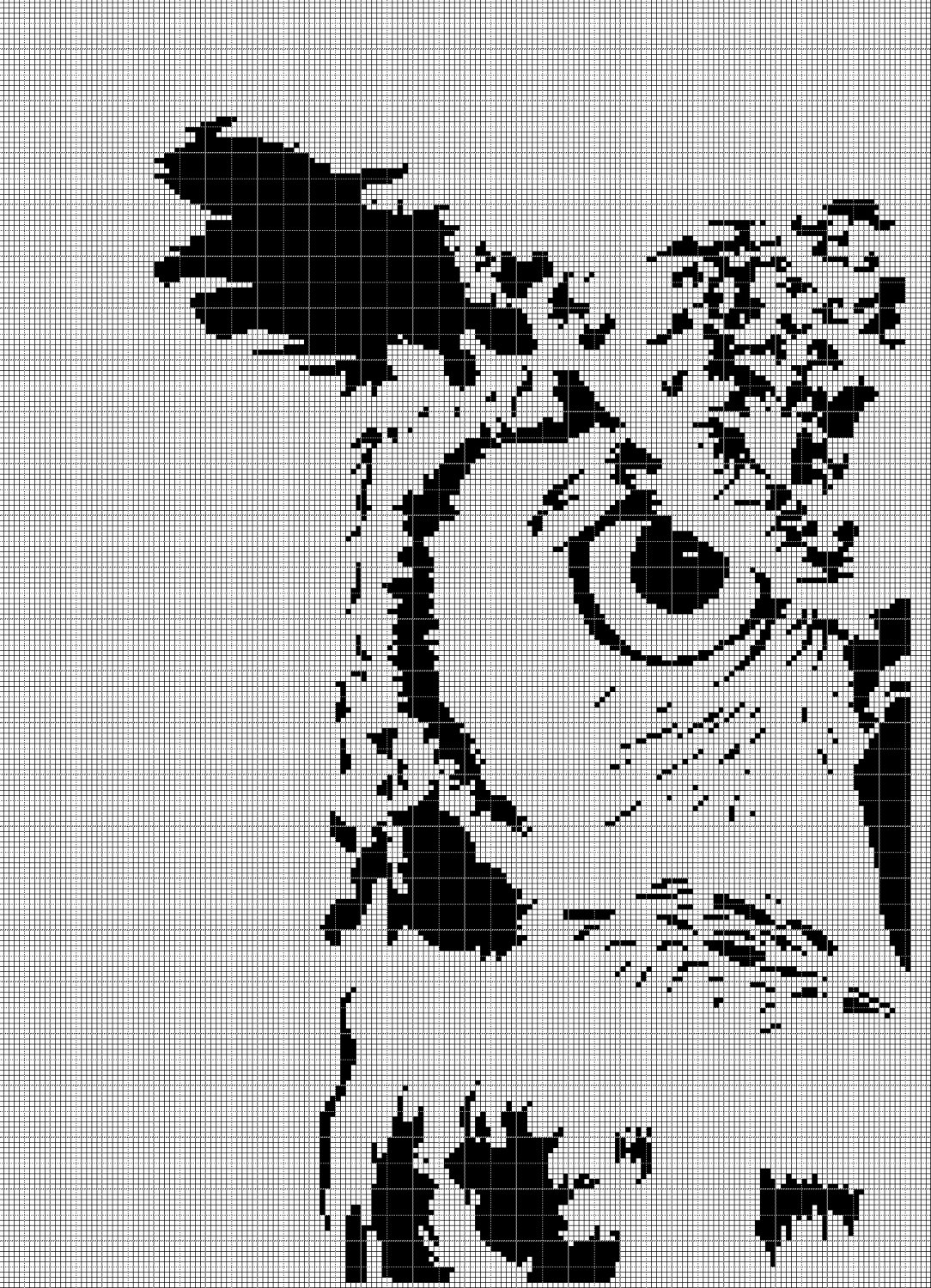 Owl head 2 silhouette cross stitch pattern in pdf