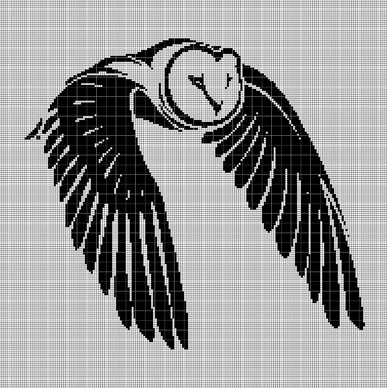 Owl in flight silhouette cross stitch pattern in pdf