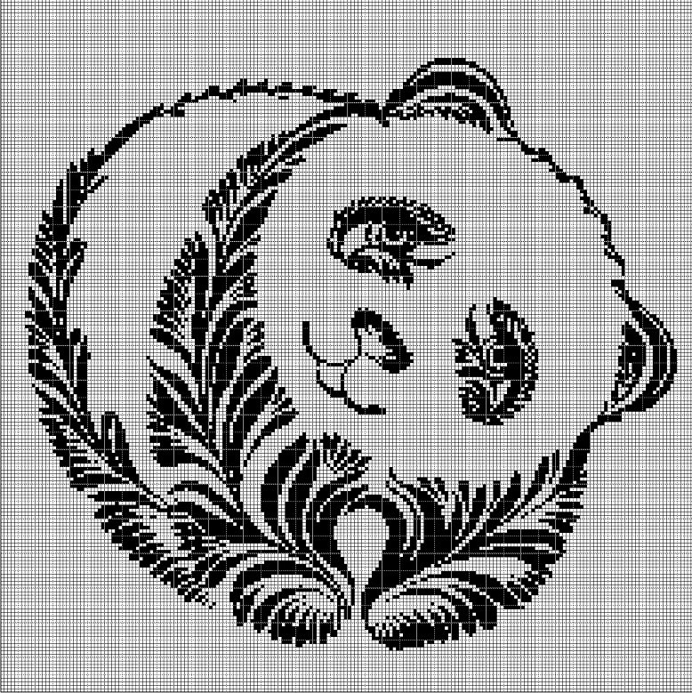Panda 3 silhouette cross stitch pattern in pdf