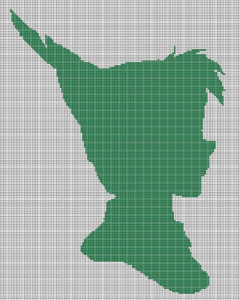 Peter Pan head silhouette cross stitch pattern in pdf
