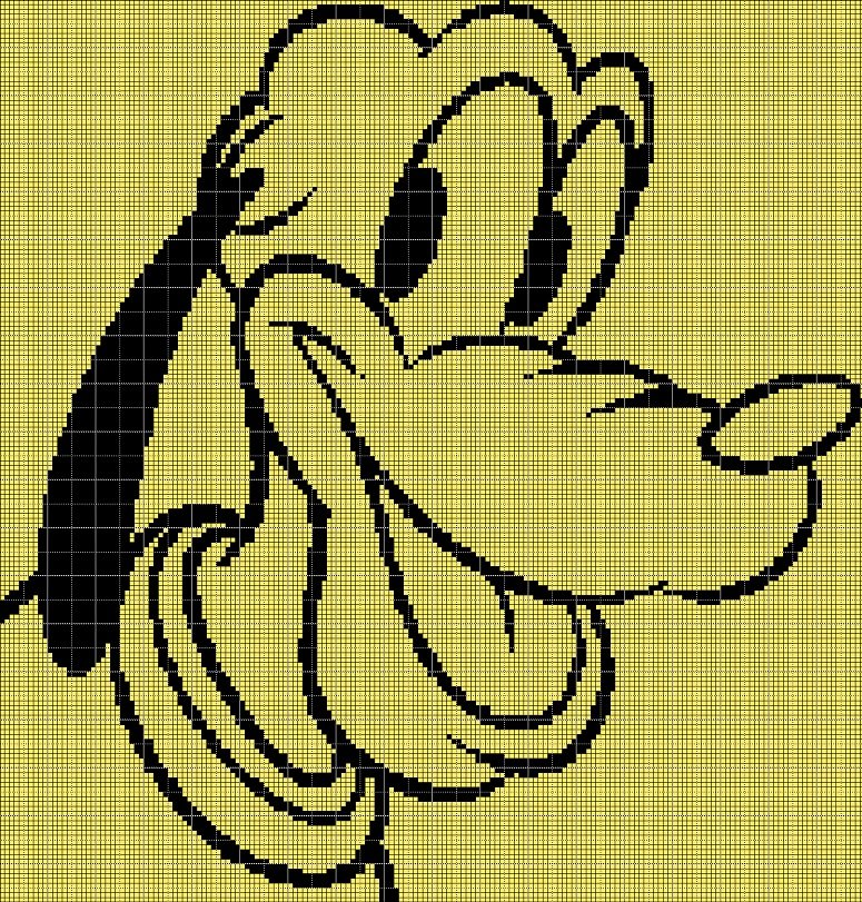 Pluto head silhouette cross stitch pattern in pdf