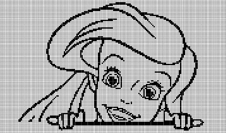 Princess Ariel face silhouette cross stitch pattern in pdf