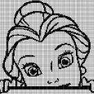 Princess Belle face silhouette cross stitch pattern in pdf