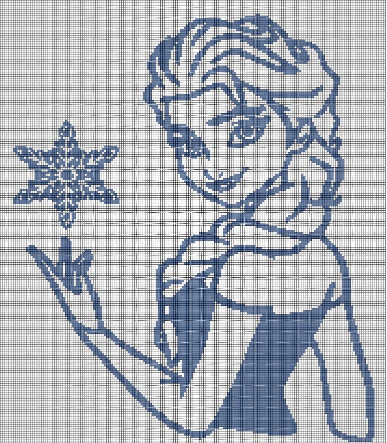 Princess Elsa silhouette cross stitch pattern in pdf