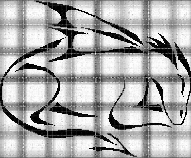 Sleeping dragon silhouette cross stitch pattern in pdf