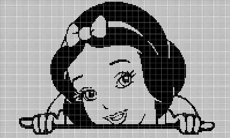 Snow White face silhouette cross stitch pattern in pdf