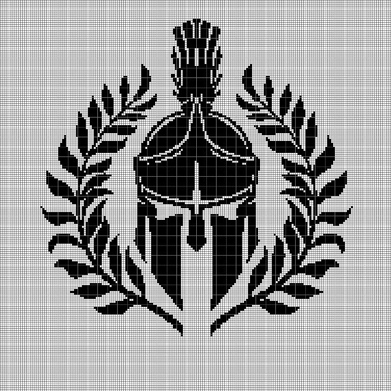 Spartan symbol silhouette cross stitch pattern in pdf