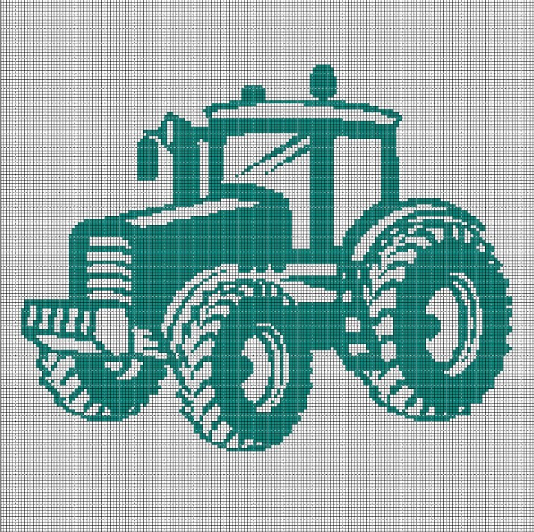 Tractor silhouette cross stitch pattern in pdf
